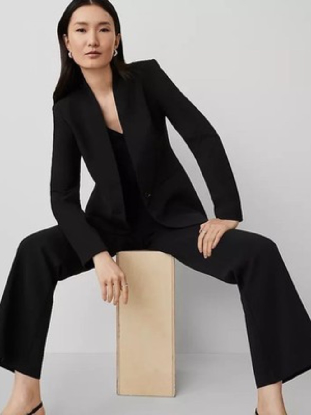 Ann Taylor Black Collarless Blazer